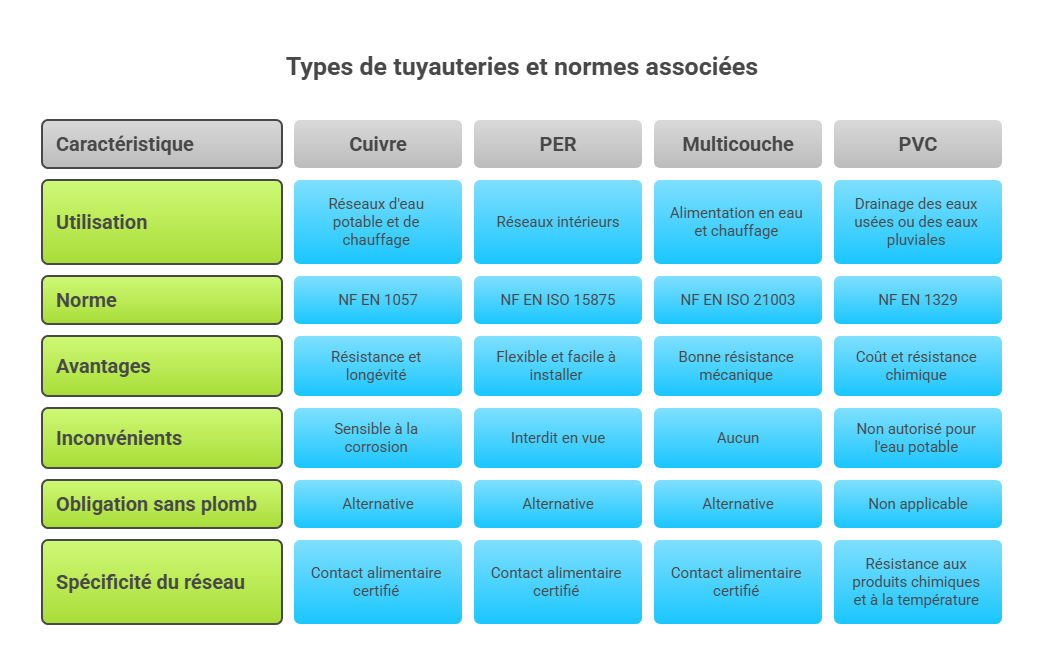 Types de tuyauteries